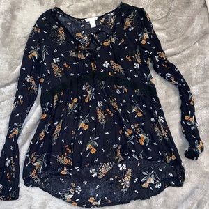 Full Tilt longsleeve Floral Blouse